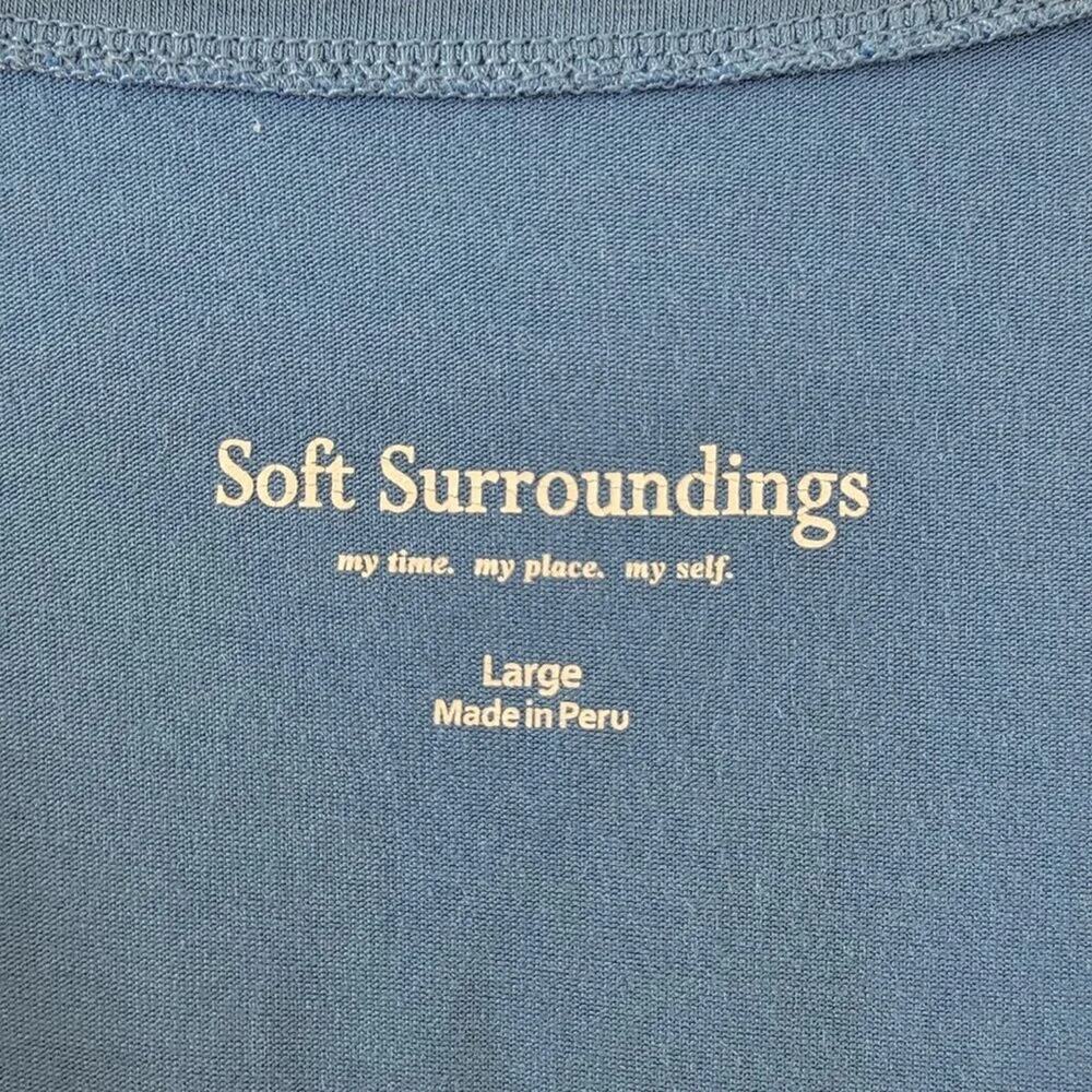 Soft Surroundings Faux Wrap Top Periwinkle Blue Pima Cotton Womens Size L - Picture 5 of 9
